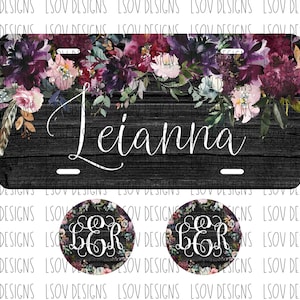WOOD FLORAL license plate car coaster bundle Sublimation TEMPLATE *Digital Download Only*