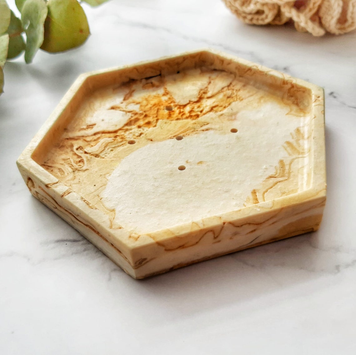 Jesmonite soap dish. Acrylic resin dish with travertine stone Etsy