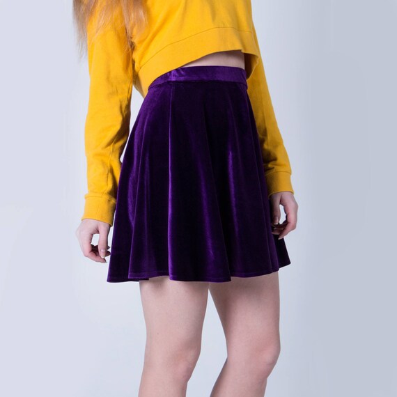 purple velvet skater dress