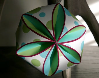 Easy DIY Dots print 3D paper sphere ornament, SVG, png & PDF printable paper ornament for instant download