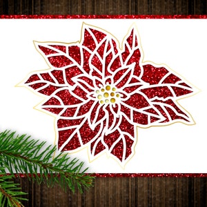 Carte de Noël bricolage poinsettia Fichiers SVG et PDF à télécharger instantanément