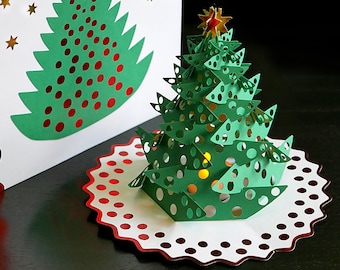 DIY Pop-up Christmas Tree Card Template SVG and PDF files for instant download