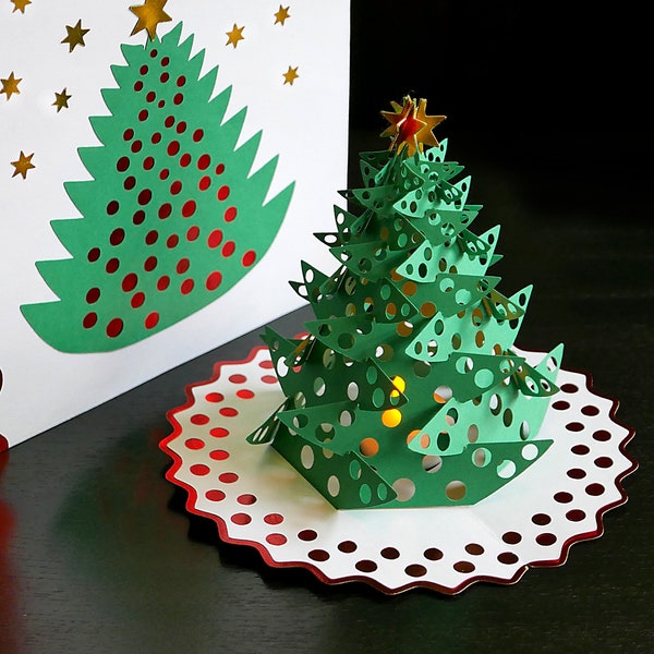 DIY pop-up kerstboom kaartsjabloon SVG- en PDF-bestanden voor onmiddellijke download