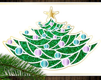 DIY Christmas Tree Card SVG et fichiers PDF à télécharger instantanément