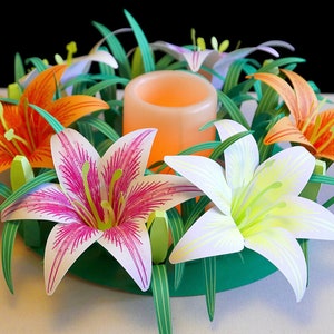 DIY Papercraft Lilien-Kranz oder Herzstück Vorlage SVG und PDF-Dateien zum sofortigen Download