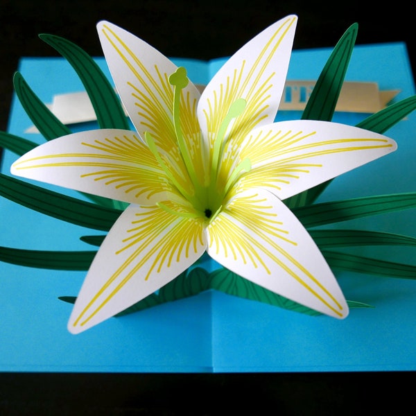 DIY Pop-up Lily Card template SVG and PDF files for instant download