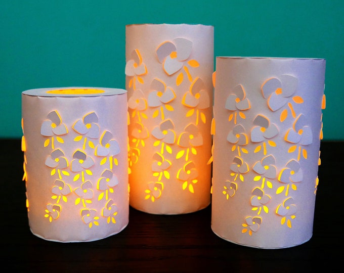 DIY Blossom Luminaries Template SVG and PDF files for download