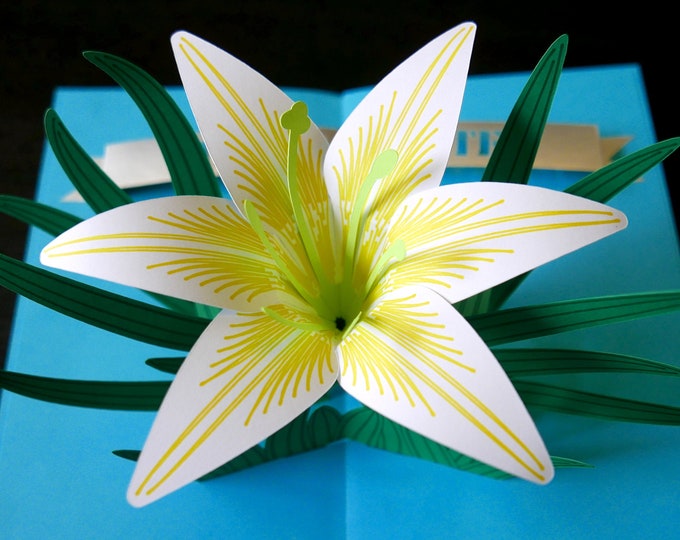 DIY Pop-up Lily Card template SVG and PDF files for instant download