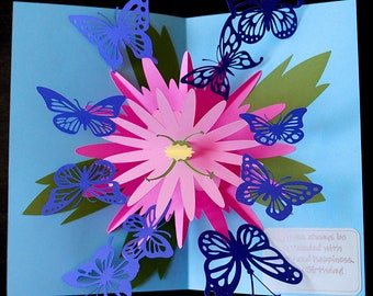 DIY Pop-up Butterfly "Explosion" Card Template SVG and PDF files for instant download