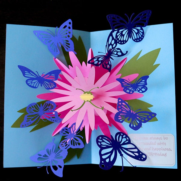 DIY Pop-up Butterfly "Explosion" Card Template SVG and PDF files for instant download