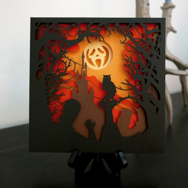 Halloween Shadow Box- DIY paper cut SVG file for instant download