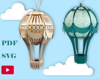 Lanterna in mongolfiera vittoriana rapida fai-da-te o grande ornamento, modello senza colla, file PDF e SVG per il download immediato