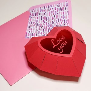 DIY Surprise Popup 3D Herz Ornament SVG und PDF Dateien zum sofortigen Download