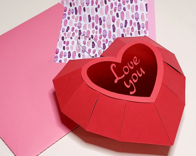 DIY Surprise Popup 3D Heart Ornament SVG and PDF files for instant download