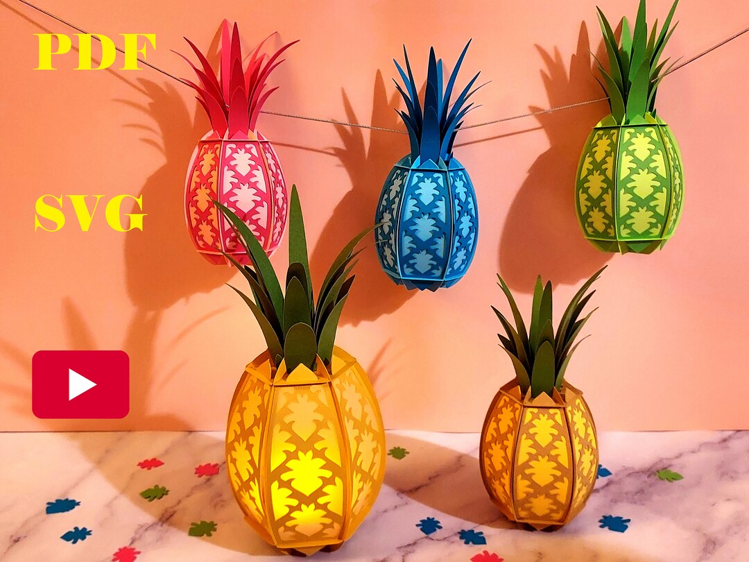 DIY Quick 3D Pineapple Lantern and Ornament No Glue Template Etsy