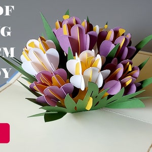 DIY Crocus Flower Pop-up Card SVG and PDF template for instant download