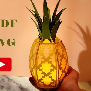 DIY snelle 3D ananaslantaarn en ornament, geen lijmsjabloon, PDF- en SVG-bestanden voor onmiddellijke download