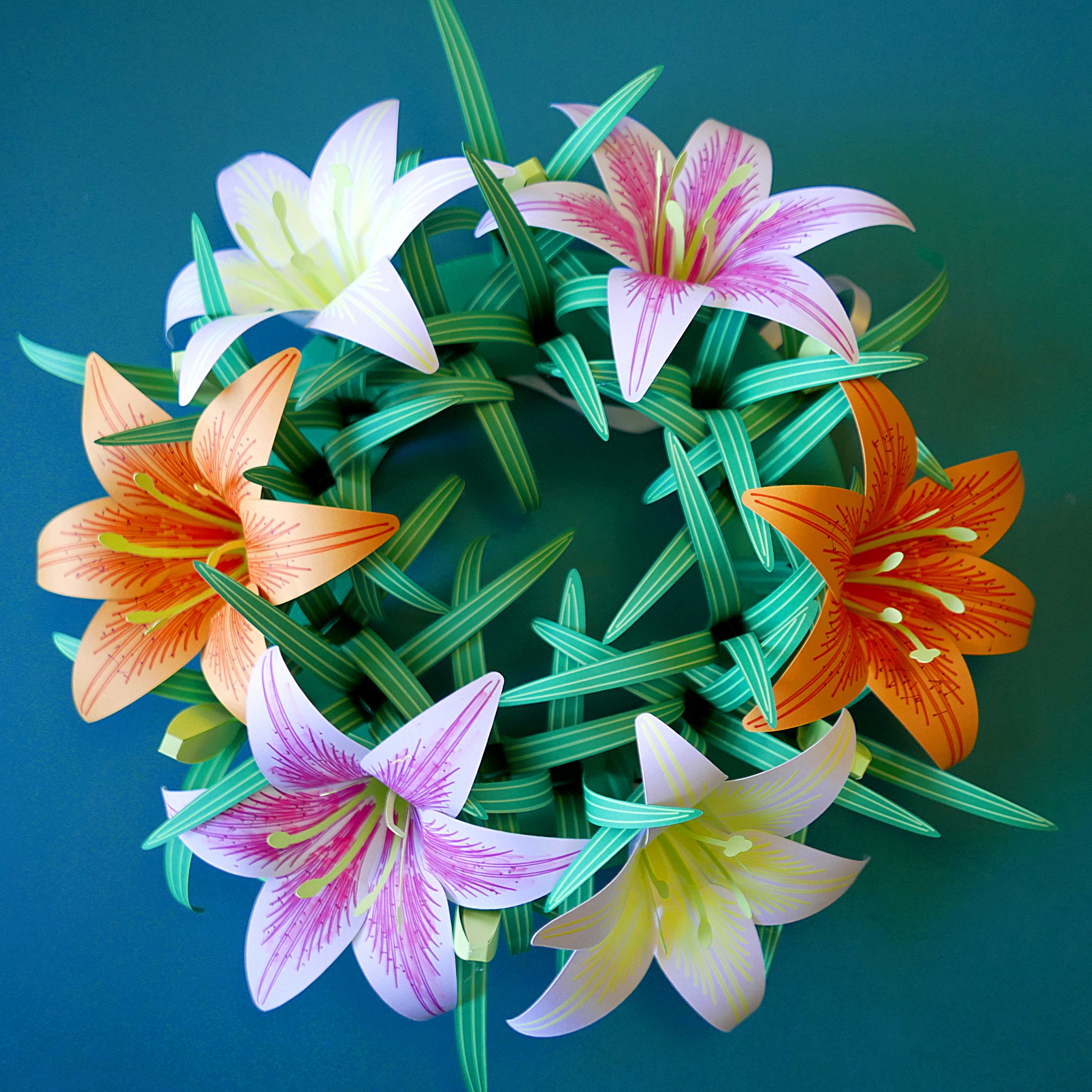 DIY Papercraft Lily Wreath or Centerpiece Template SVG and PDF Etsy
