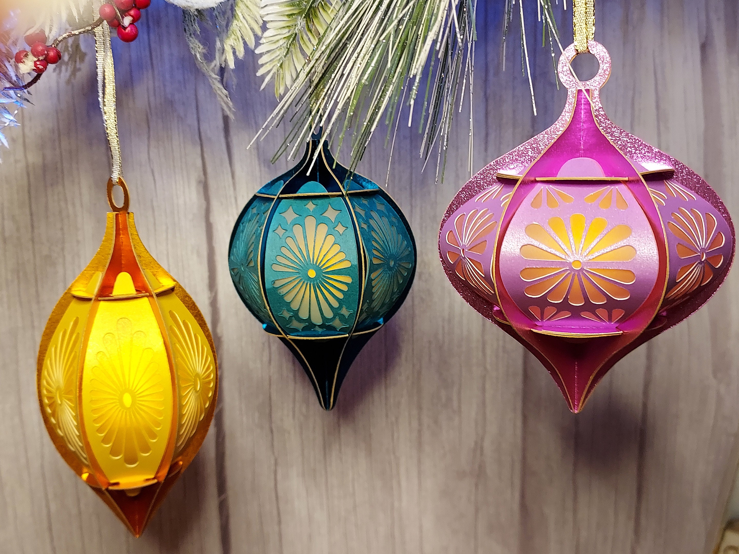 Mid-century Modern Look DIY Easy 3D Christmas Ornaments No Glue