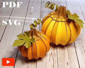 DIY Quick 3D Pumpkin no glue template PDF and SVG file for instant download