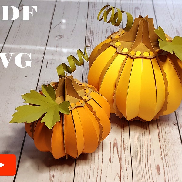 DIY Quick 3D Pumpkin no glue template Fichier PDF et SVG à télécharger instantanément