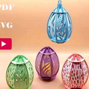 DIY Quick 3D Easter Egg zonder lijm sjabloon PDF- en SVG-bestand voor onmiddellijke download