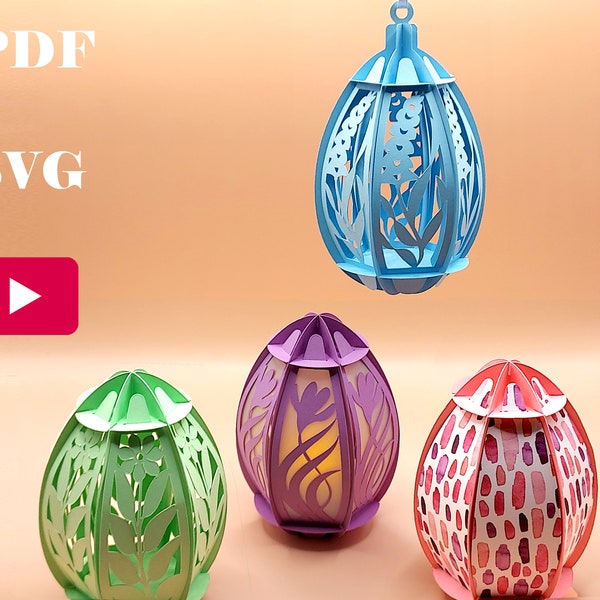 DIY Quick 3D Easter Egg no glue template PDF and SVG file for instant download