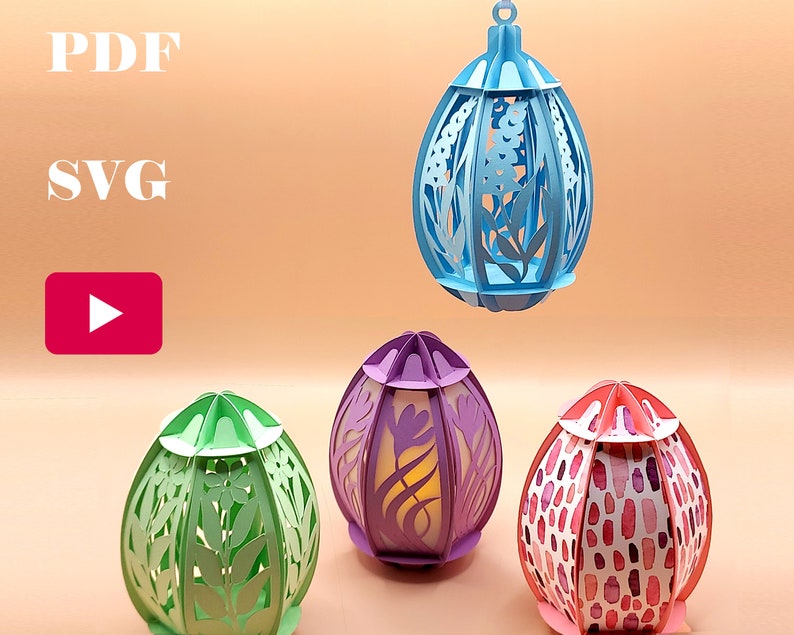 Modèle DIY rapide d'oeuf de Pâques 3D sans colle PDF et fichier SVG à télécharger instantanément image 1
