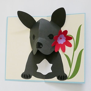 DIY Frenchie avec Flower Popup Card Template Fichiers SVG et PDF à télécharger instantanément