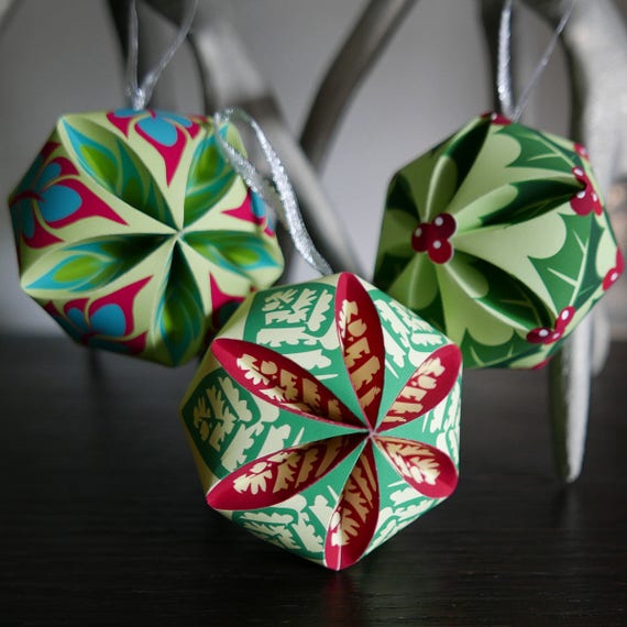 Set of 3 Easy DIY Leaf Inspired 3D Paper Sphere Ornaments SVG - Etsy