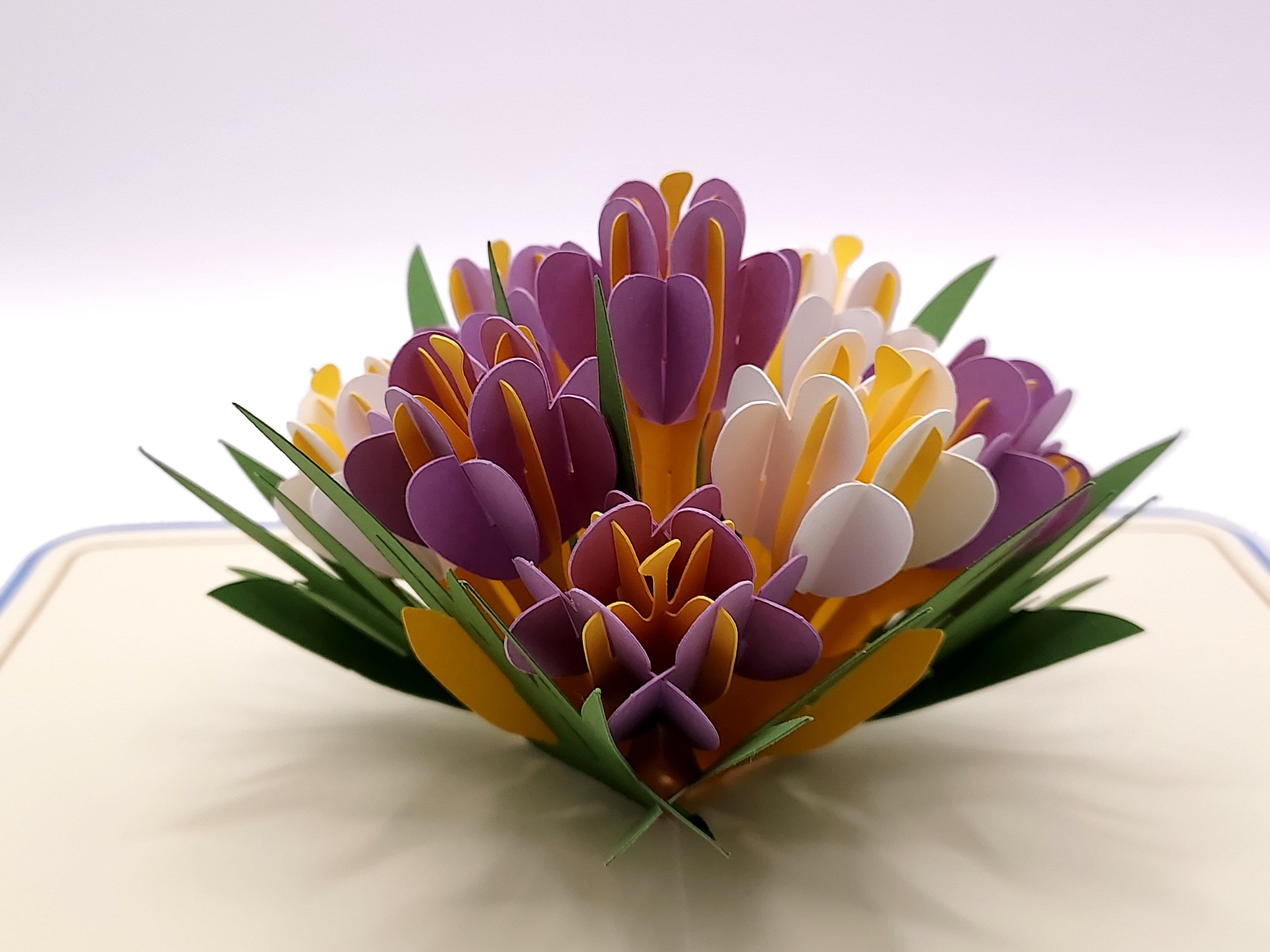DIY Crocus Flower Popup Card SVG and PDF template for instant download