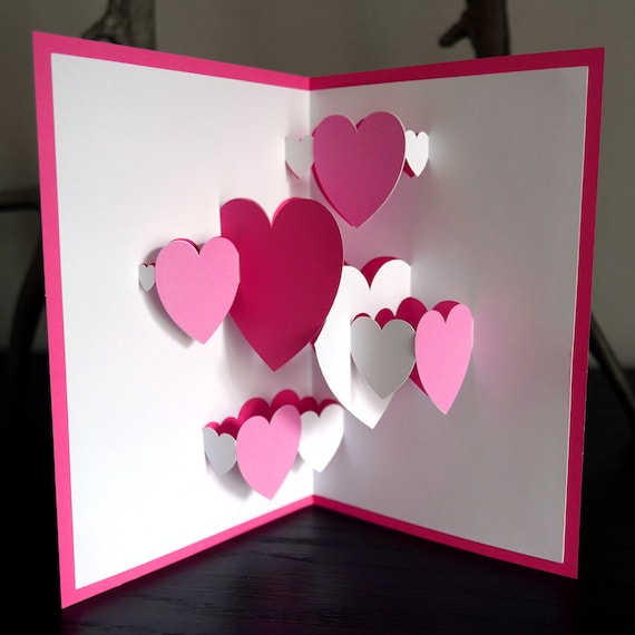 DIY Pop-up Heart Valentine Card SVG and PDF files for instant download