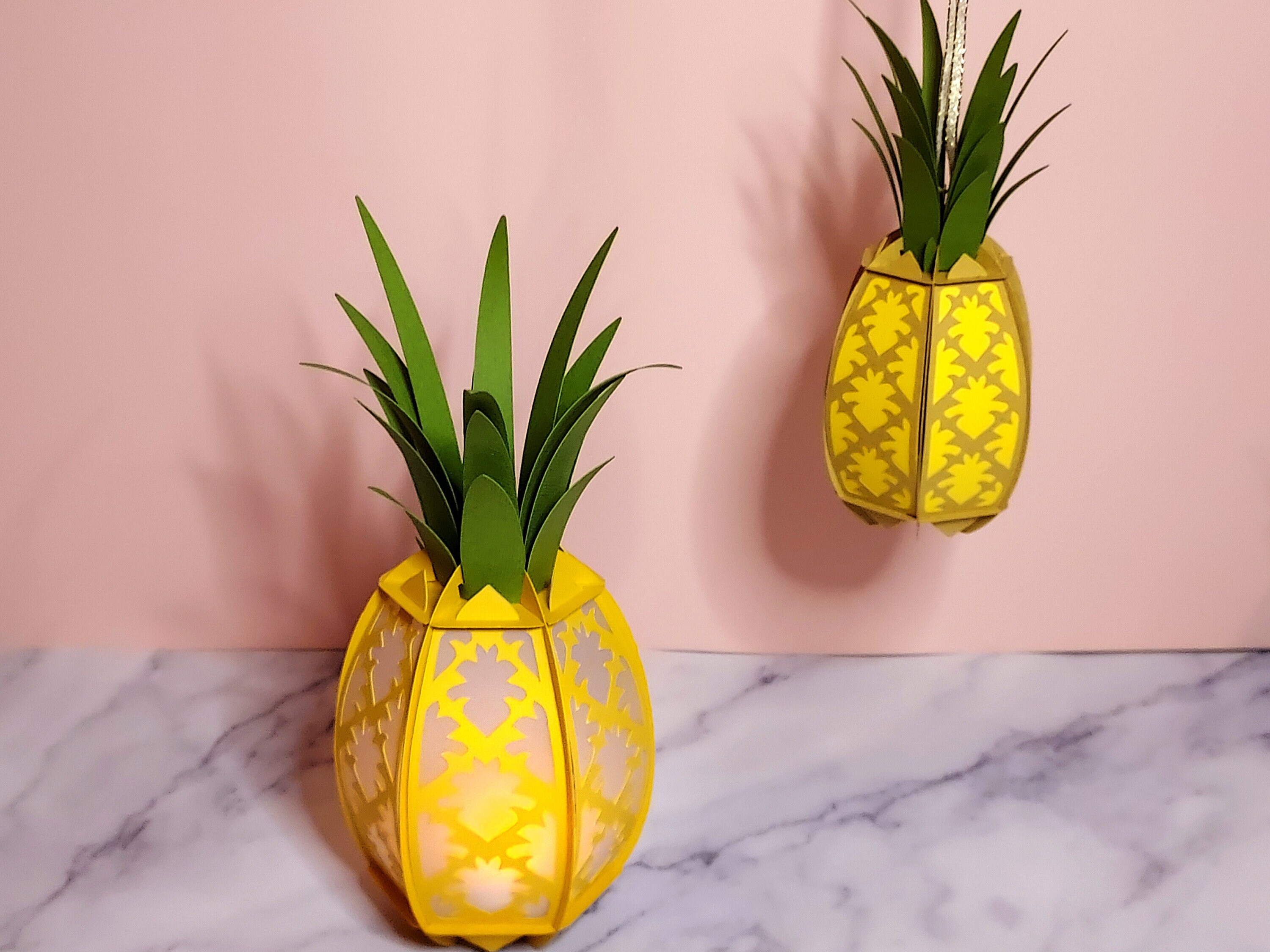 DIY Quick 3D Pineapple Lantern and Ornament, no glue template, PDF and