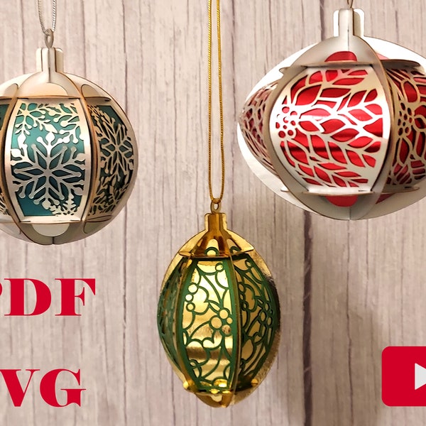 DIY Easy 3D Christmas Ornaments no glue template PDF and SVG file for instant download