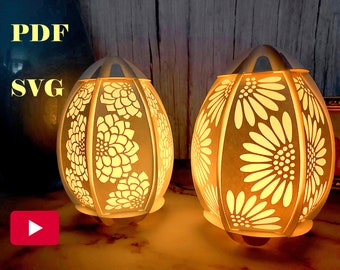 DIY Quick 3D Floral Egg Lantern no glue template PDF and SVG file for instant download