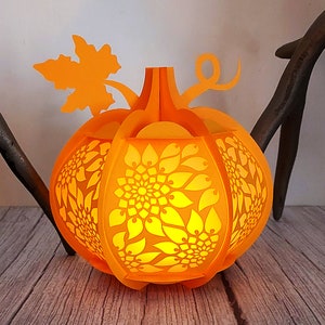 Pumpkin Sunflower Lantern DIY Quick 3D no glue template PDF and SVG file for instant download