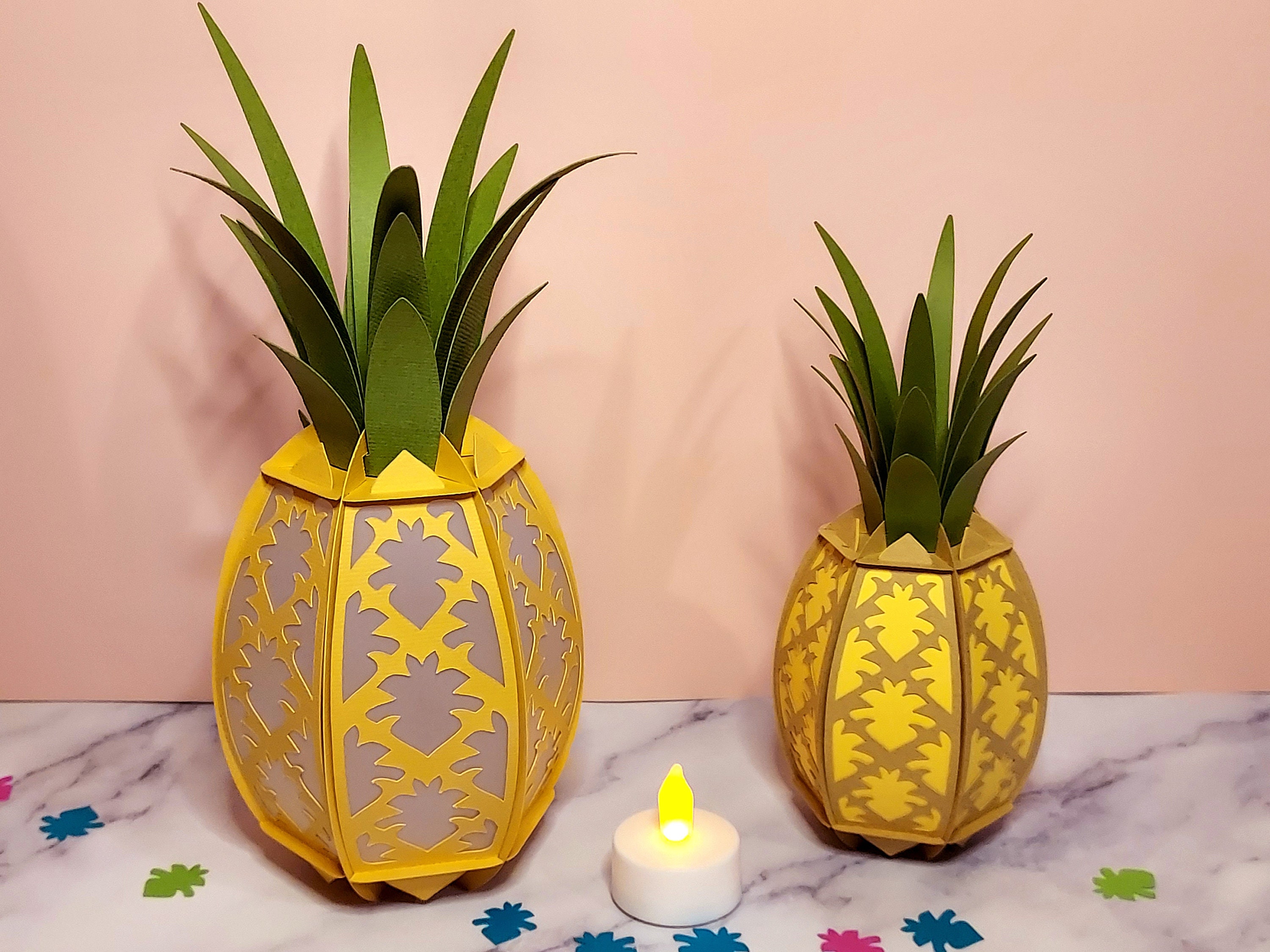 DIY Quick 3D Pineapple Lantern and Ornament, no glue template, PDF and
