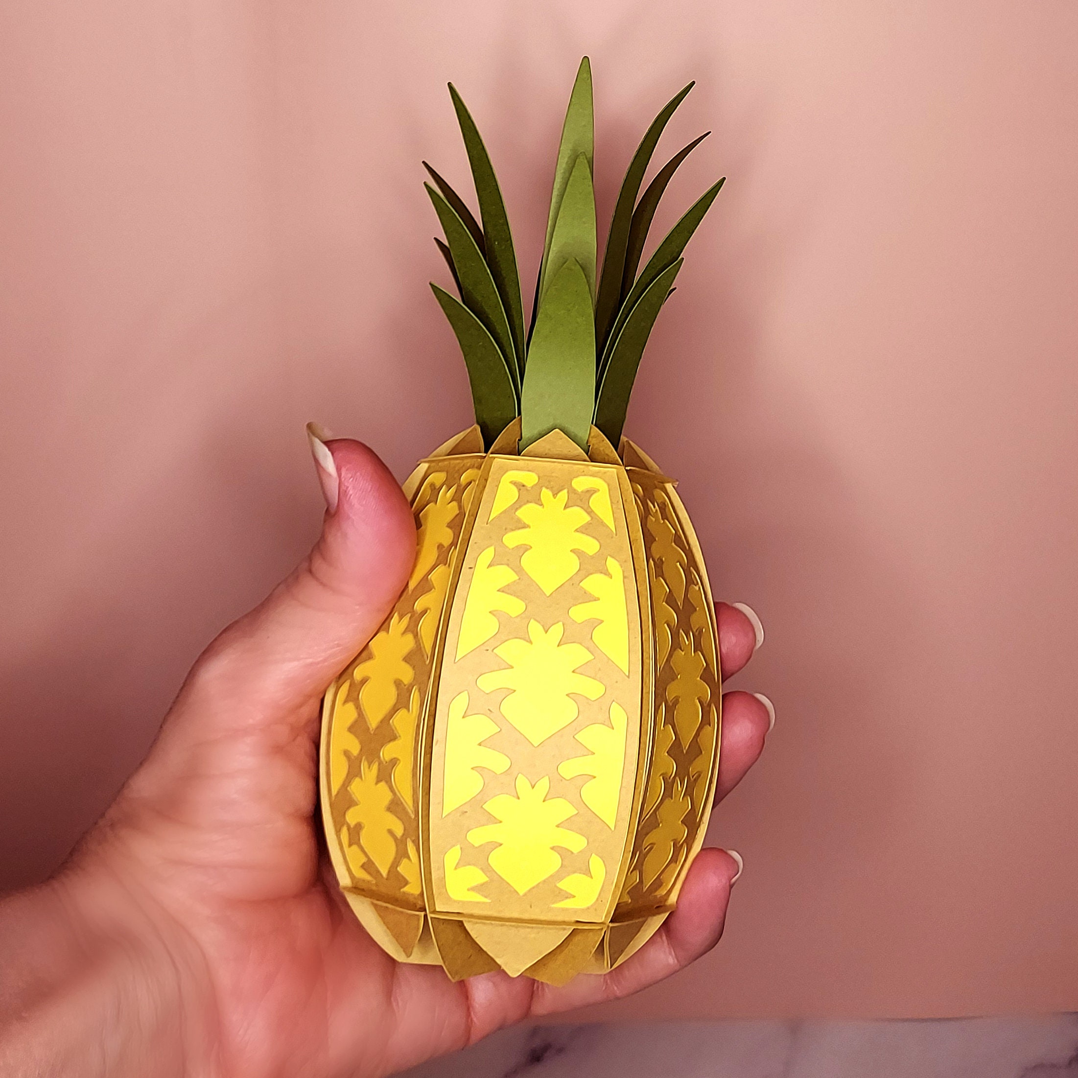 DIY Quick 3D Pineapple Lantern and Ornament, no glue template, PDF and