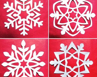 8 Christmas Paper Snowflake Patterns PDF digital Download Paper