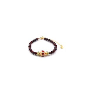 Nepal style plating pendant red Iddingsite meteorite stone beads handmade bracelet energy bracelet