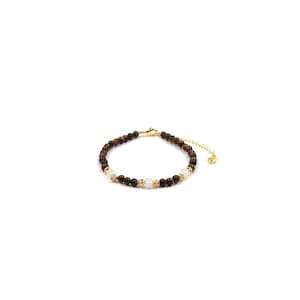 White crystal Tiger&#39;s eye stone beads handmade bracelet energy bracelet