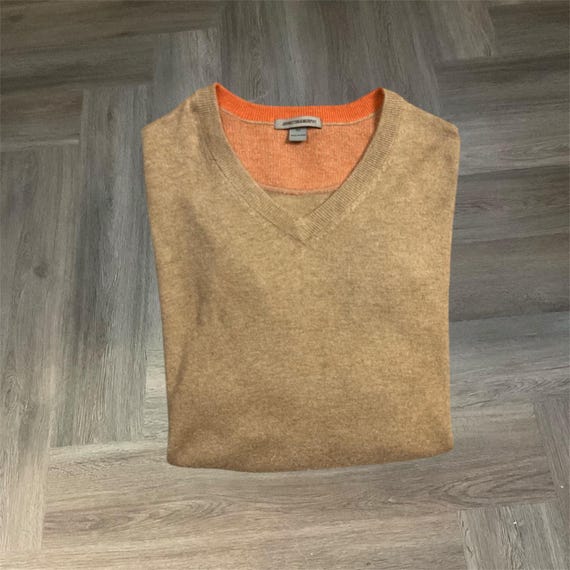 Johnston & Murphy, Vintage Johnston & Murphy Silk Angora Blend V-Neck Sweater Mens XL Tan Classic