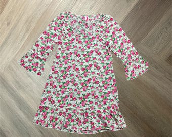 Vintage Betsey Johnson Crochet Lace Rose Boho Ruffle Dress Womens Medium Pink