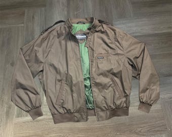 Vintage Members Only Cafe Racer Bomber Jacket Mens Medium Brown Green Lining