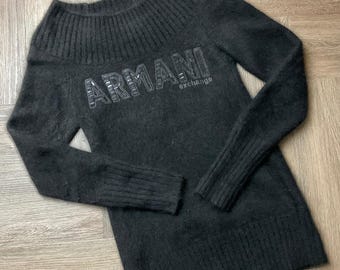 Vintage Armani Exchange Sweater Womens Small Black Angora Blend