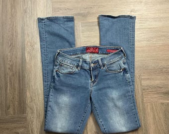Lucky Brand Leyla Boot Cut Low Rise Denim Jeans Womens 00/24 Regular Blue Boho