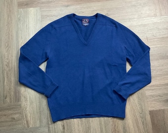 Jersey vintage Allen Solly 100% cachemir, fabricado en Escocia, cuello en V, para hombre, talla M, azul