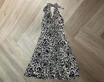 White House / Black Market - Black and White Floral - Halter - Cocktail Gown  - Party Dress - Marked Size 8 - Etsy