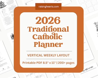 2026 Traditional Catholic Planner: Latin Mass Calendar, Vertical Layout (PDF Printable 8.5x11 Letter Size)