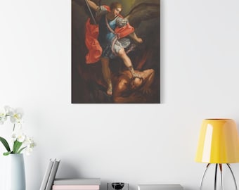 Druck auf Leinwand, Heiliger Erzengel Michael, Wand-Dekor, Religiöses Kunstwerk, Christliches Wohndekor, Matte Leinwand Gemälde,